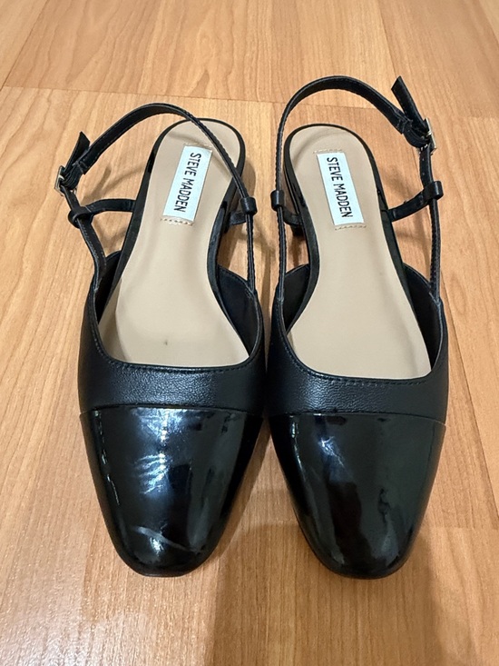 Steve Madden Shoes - Steve Madden Black Patent Cap-Toe Slingback Flats